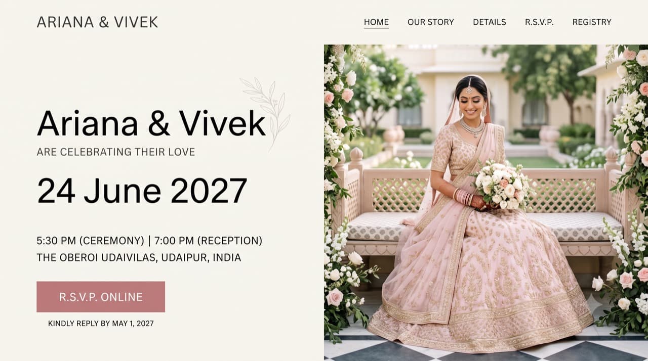 Minimalist Zen clean wedding website template